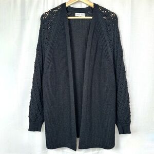 Knox Rose Chunky Cardigan Sweater Womens Size XXL Open Front Black Boho Neutral